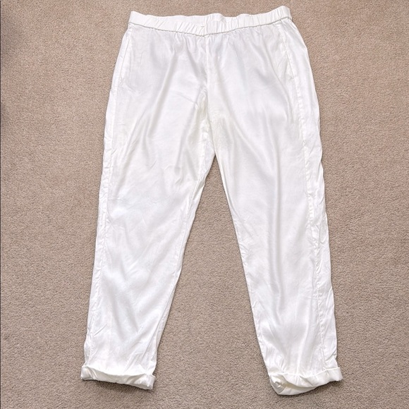 NWT J. Jill High Waisted Linen Blend Straight Cuffed White Pants Size XL Tall - Picture 2 of 9